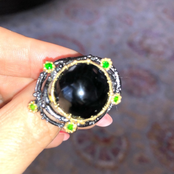 Genuine Tiger Eye Chrome Diopside Ring - Picture 6 of 8